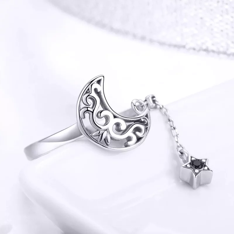 (afbeelding voor) Pandora Style Sterrenlicht Maan Open Ring - SCR479 - Bekijken 4