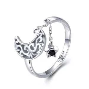 Pandora Style Sterrenlicht Maan Open Ring - SCR479 (afbeelding voor) Pandora Style Sterrenlicht Maan Open Ring - SCR479