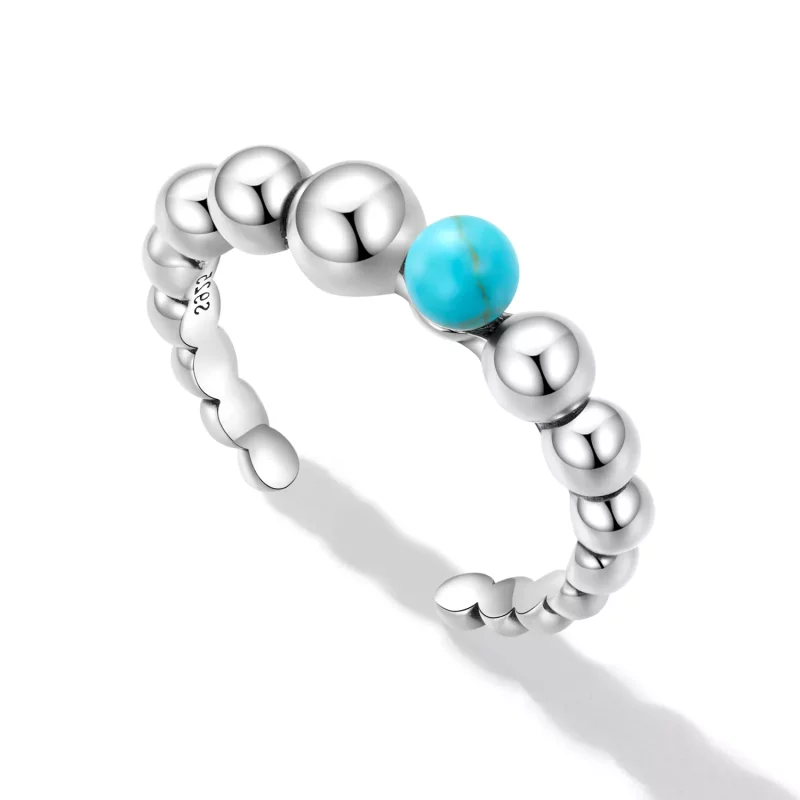 (afbeelding voor) Pandora Style Turquoise Bonen Open Ring - SCR833 - Bekijken 5