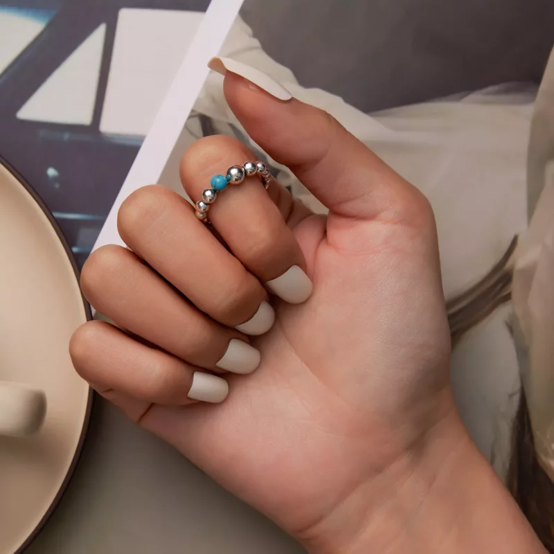 (afbeelding voor) Pandora Style Turquoise Bonen Open Ring - SCR833 - Bekijken 6