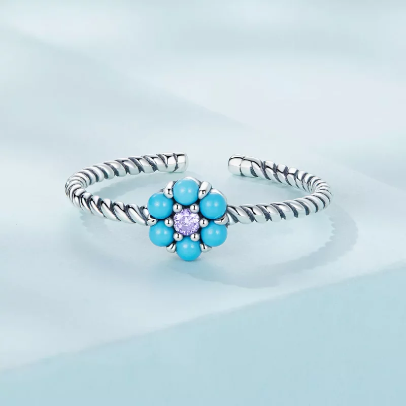 (afbeelding voor) Pandora Style Turquoise Roosjes Open Ring - SCR884 - Bekijken 3