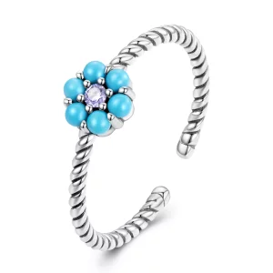 (afbeelding voor) Pandora Style Turquoise Roosjes Open Ring - SCR884