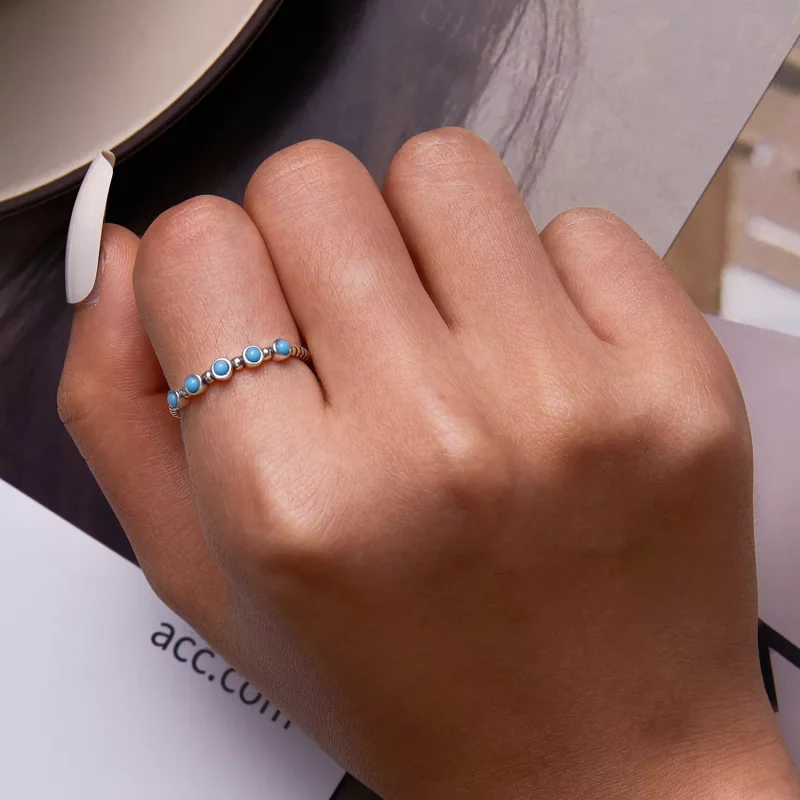 (afbeelding voor) Pandora Style Turquoise Twist Open Ring - SCR823 - Bekijken 6