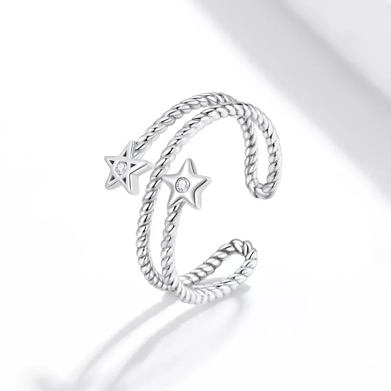 (afbeelding voor) Pandora Style Twee sterren Open Ring - SCR718 - Bekijken 2