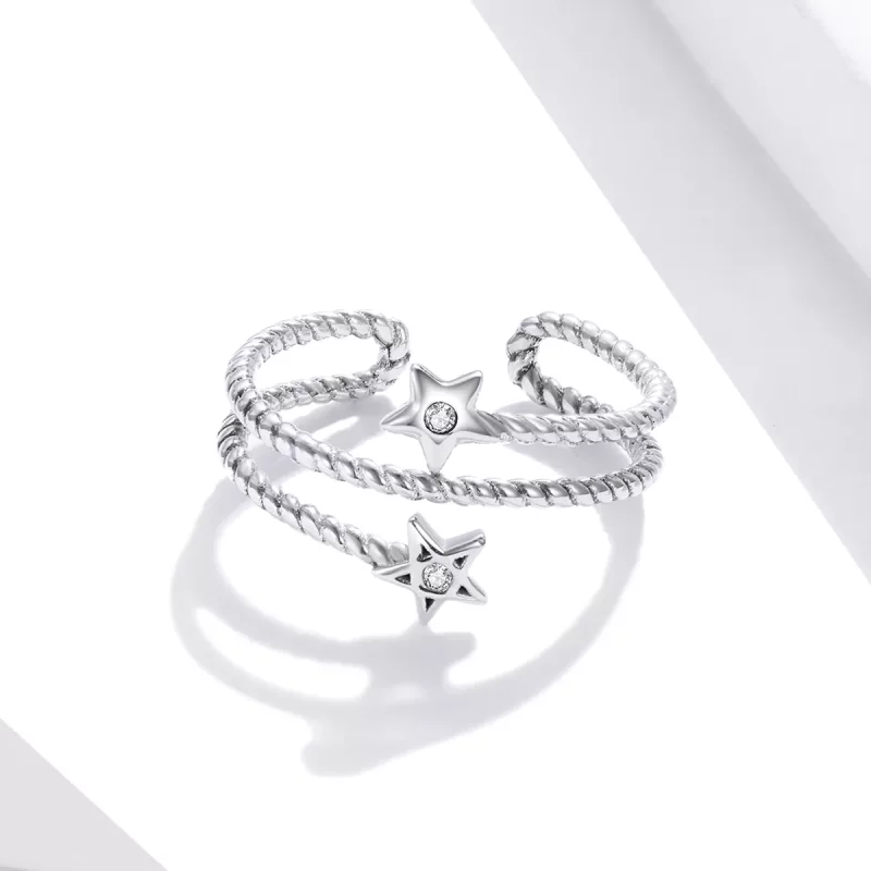 (afbeelding voor) Pandora Style Twee sterren Open Ring - SCR718 - Bekijken 3