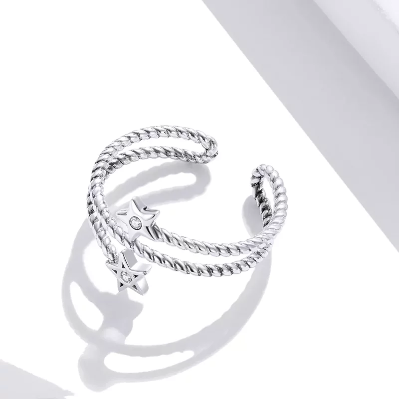 (afbeelding voor) Pandora Style Twee sterren Open Ring - SCR718 - Bekijken 4