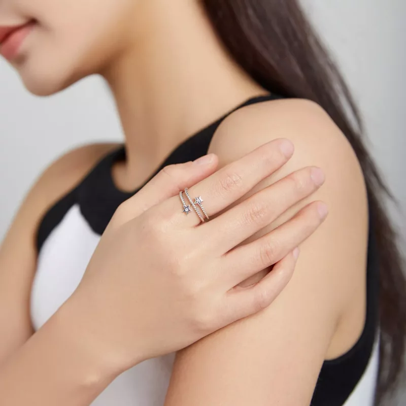 (afbeelding voor) Pandora Style Twee sterren Open Ring - SCR718 - Bekijken 6