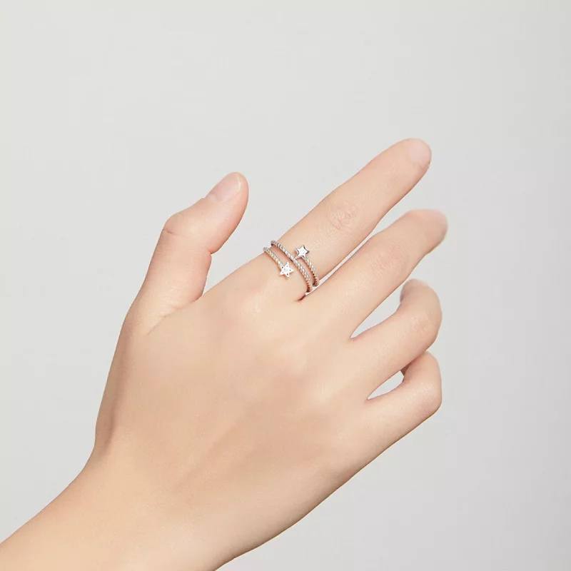 (afbeelding voor) Pandora Style Twee sterren Open Ring - SCR718 - Bekijken 7