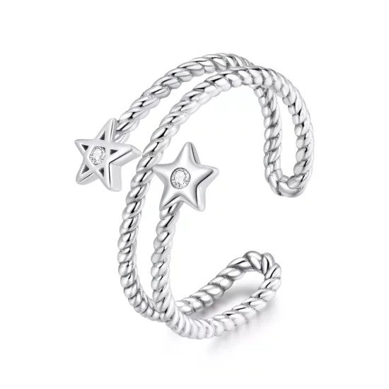 (afbeelding voor) Pandora Style Twee sterren Open Ring - SCR718