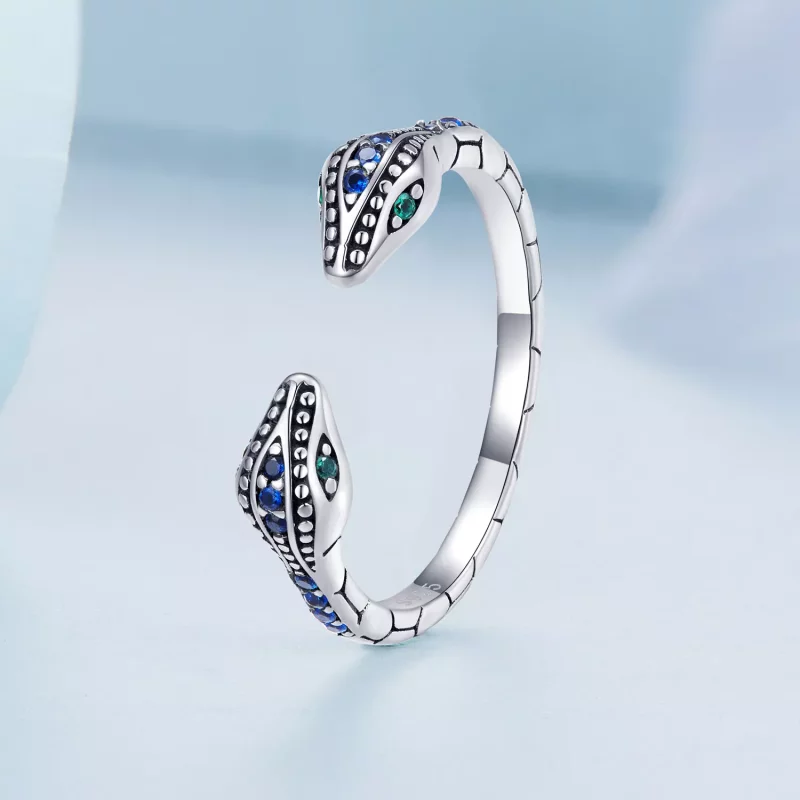 (afbeelding voor) Pandora Style Tweekoppige slang Open Ring - BSR317-BU - Bekijken 2