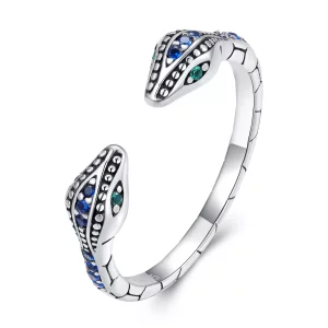 (afbeelding voor) Pandora Style Tweekoppige slang Open Ring - BSR317-BU
