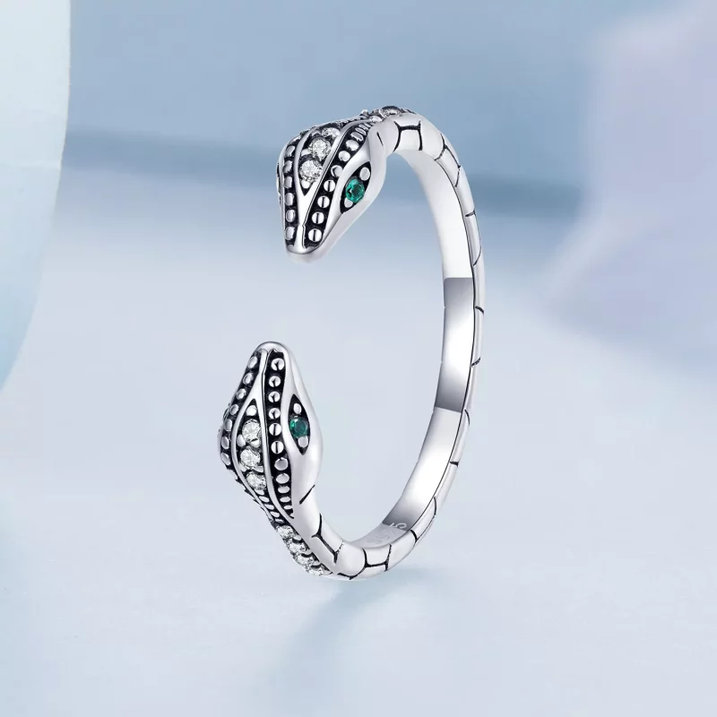 (afbeelding voor) Pandora Style Tweekoppige slang Open Ring - BSR317 - Bekijken 2