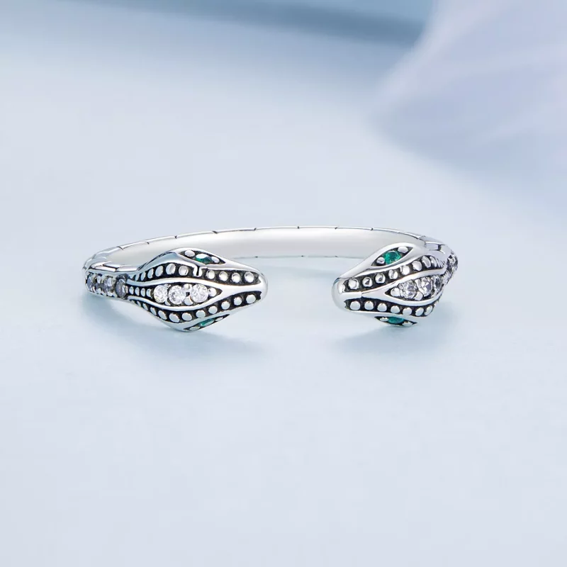 (afbeelding voor) Pandora Style Tweekoppige slang Open Ring - BSR317 - Bekijken 3