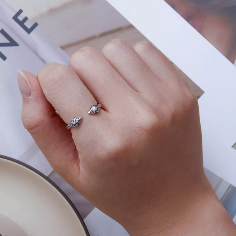 (afbeelding voor) Pandora Style Tweekoppige slang Open Ring - BSR317 - Bekijken 6
