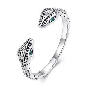 (afbeelding voor) Pandora Style Tweekoppige slang Open Ring - BSR317