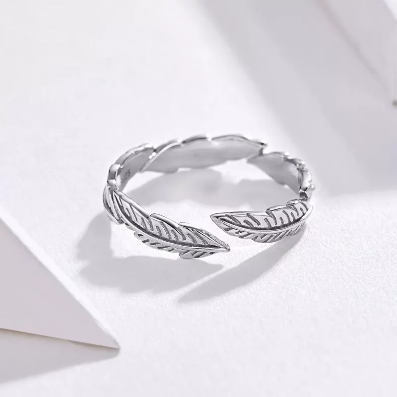 (afbeelding voor) Pandora Style Veer Open Ring - SCR517 - Bekijken 4