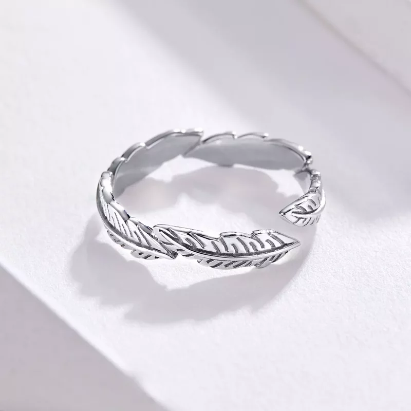 (afbeelding voor) Pandora Style Veer Open Ring - SCR517 - Bekijken 5