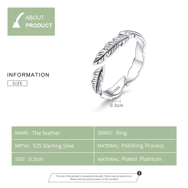 (afbeelding voor) Pandora Style Veer Open Ring - SCR517 - Bekijken 9