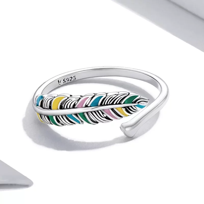 (afbeelding voor) Pandora Style Veer Open Ring - SCR799 - Bekijken 3