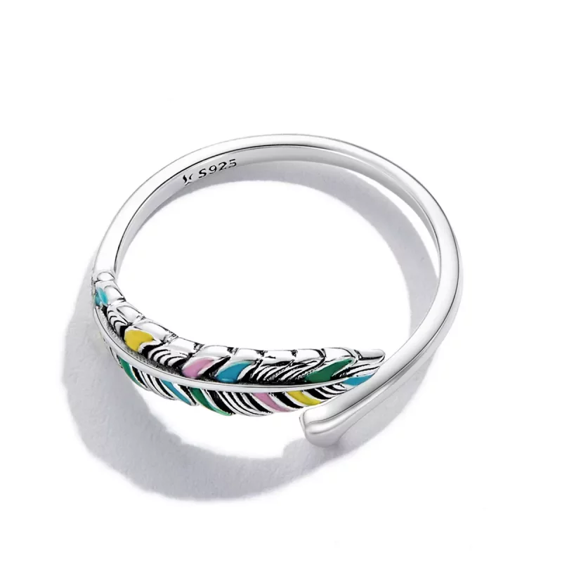 (afbeelding voor) Pandora Style Veer Open Ring - SCR799 - Bekijken 4