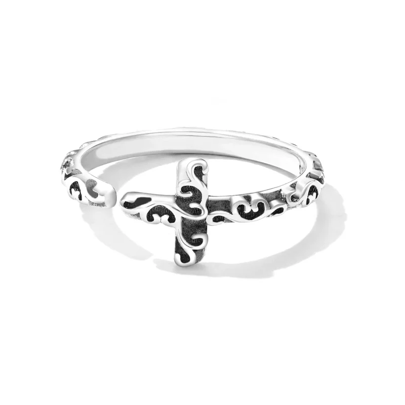 (afbeelding voor) Pandora Style Vintage Kruis Open Ring - VSR162 - Bekijken 2