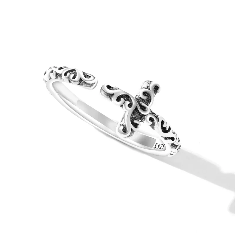 (afbeelding voor) Pandora Style Vintage Kruis Open Ring - VSR162 - Bekijken 4