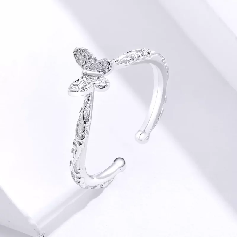 (afbeelding voor) Pandora Style Vintage patroon vlinder Open Ring - SCR634 - Bekijken 2
