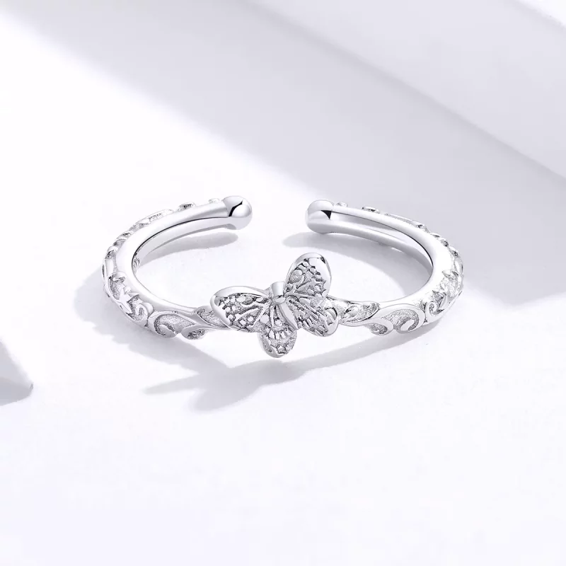 (afbeelding voor) Pandora Style Vintage patroon vlinder Open Ring - SCR634 - Bekijken 3
