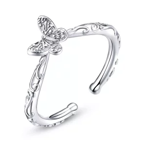 Pandora Style Vintage patroon vlinder Open Ring - SCR634 (afbeelding voor) Pandora Style Vintage patroon vlinder Open Ring - SCR634