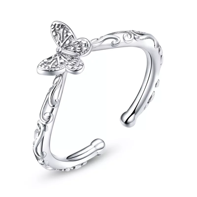 (afbeelding voor) Pandora Style Vintage patroon vlinder Open Ring - SCR634