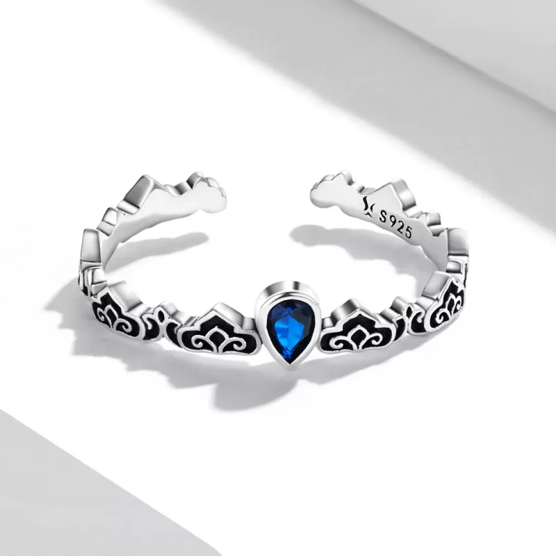 (afbeelding voor) Pandora Style Vintage patroon - waterdruppels Open Ring - SCR767 - Bekijken 3