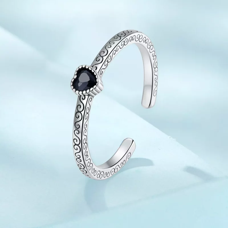 (afbeelding voor) Pandora Style Vintage Zwart Zirkoon Open Ring - SCR878 - Bekijken 2