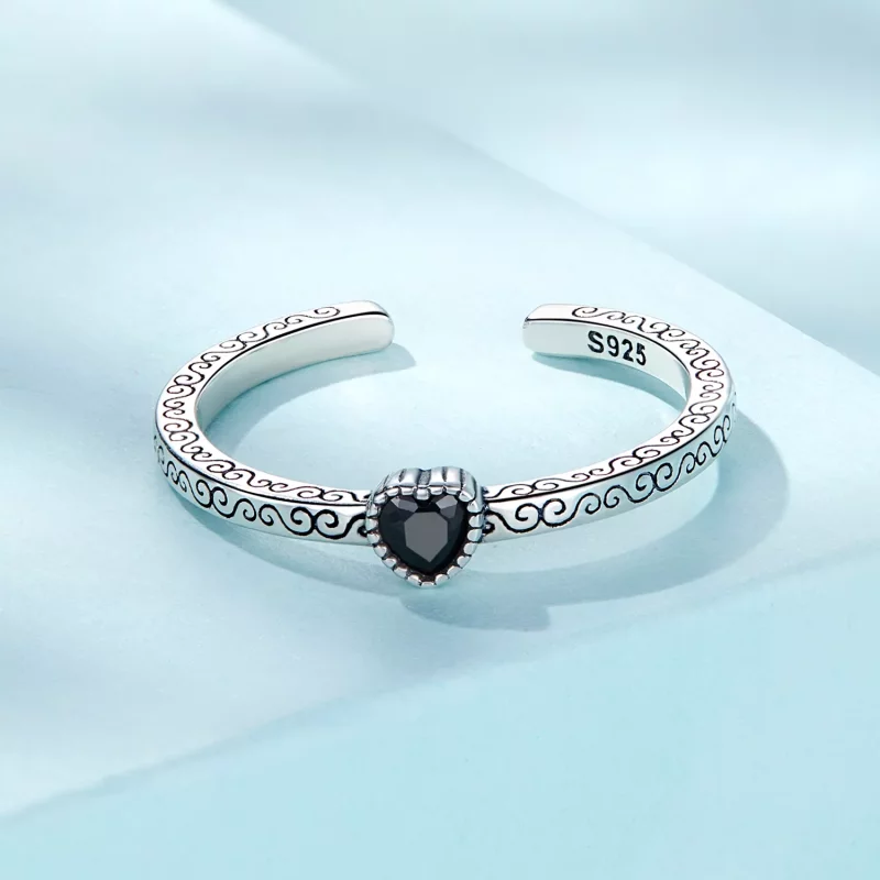 (afbeelding voor) Pandora Style Vintage Zwart Zirkoon Open Ring - SCR878 - Bekijken 3