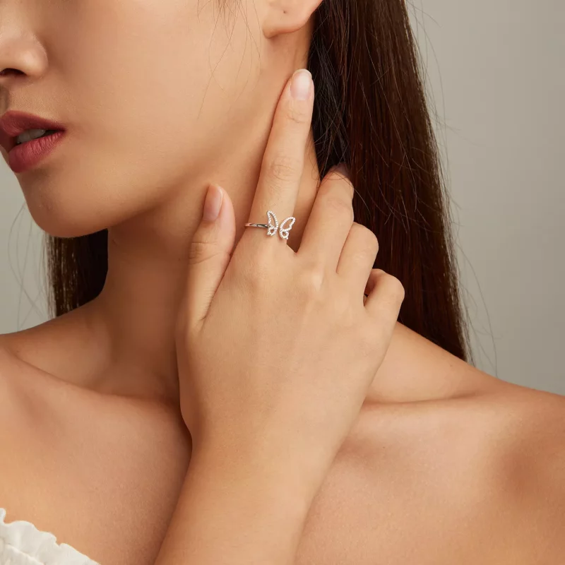(afbeelding voor) Pandora Style Vlinder Open Ring - BSR278 - Bekijken 4