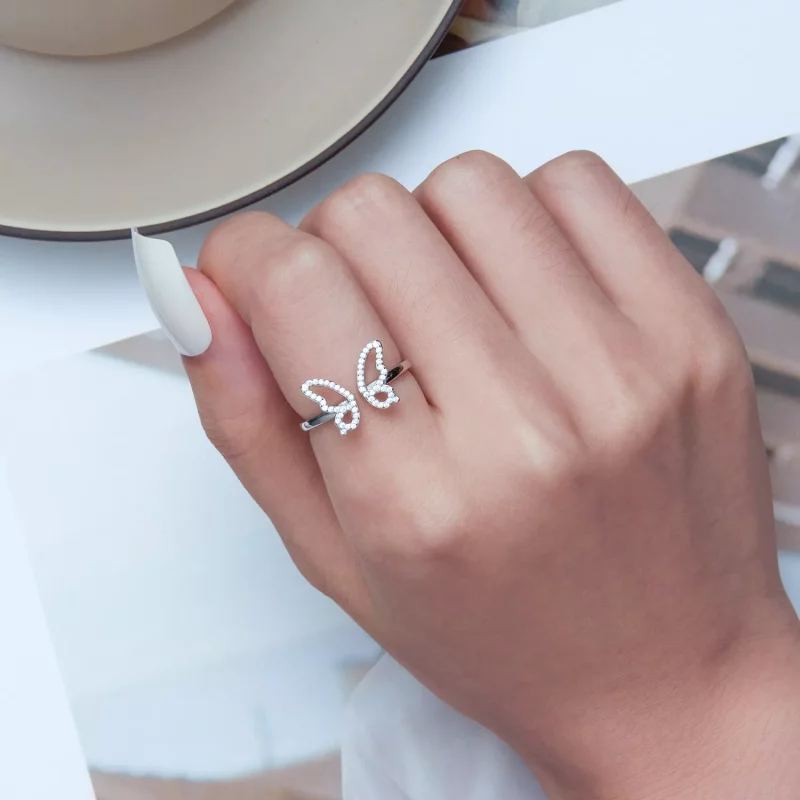 (afbeelding voor) Pandora Style Vlinder Open Ring - BSR278 - Bekijken 5