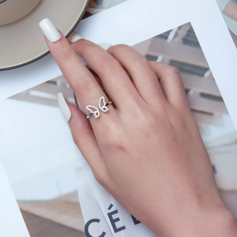 (afbeelding voor) Pandora Style Vlinder Open Ring - BSR278 - Bekijken 6
