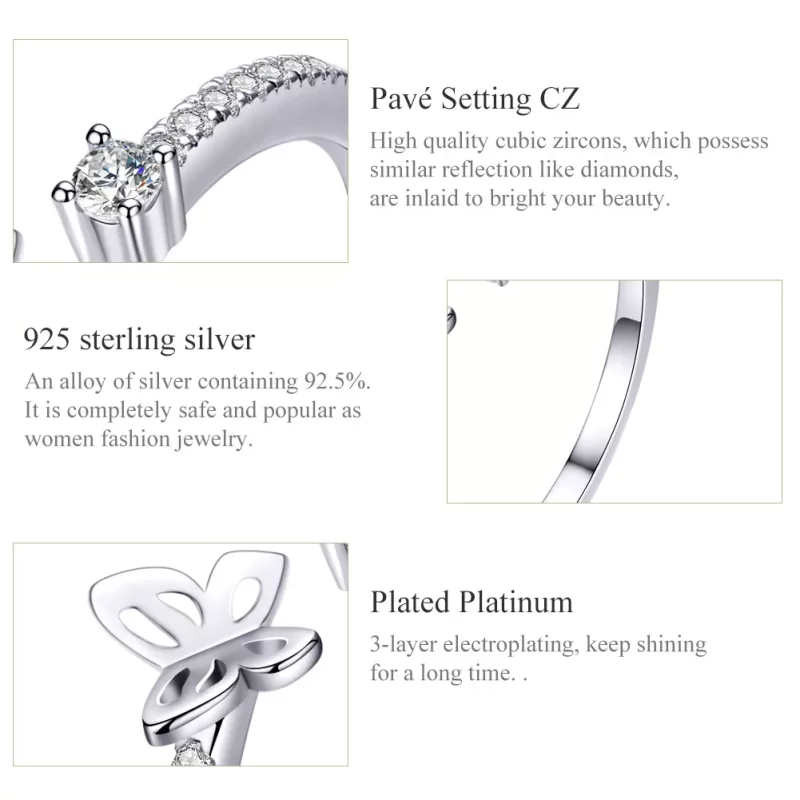 (afbeelding voor) Pandora Style Vlinder Open Ring - SCR550 - Bekijken 3