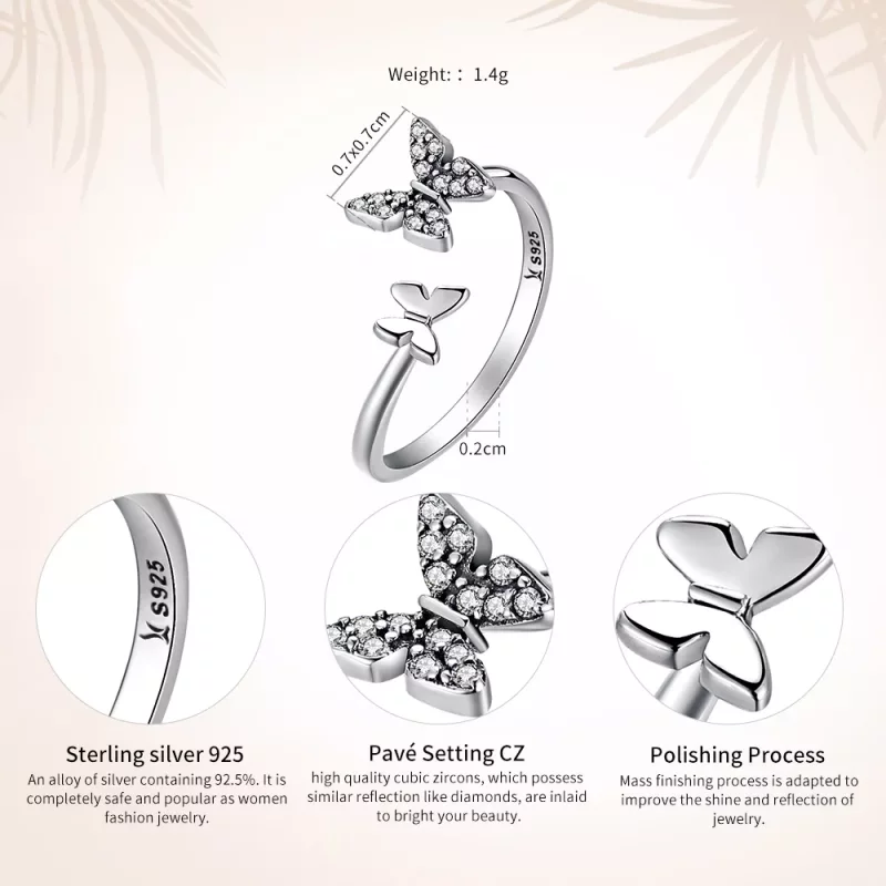 (afbeelding voor) Pandora Style Vlinderdans Open Ring - SCR087 - Bekijken 3