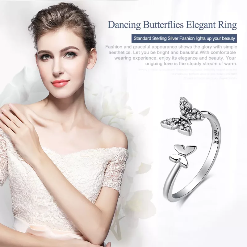 (afbeelding voor) Pandora Style Vlinderdans Open Ring - SCR087 - Bekijken 2