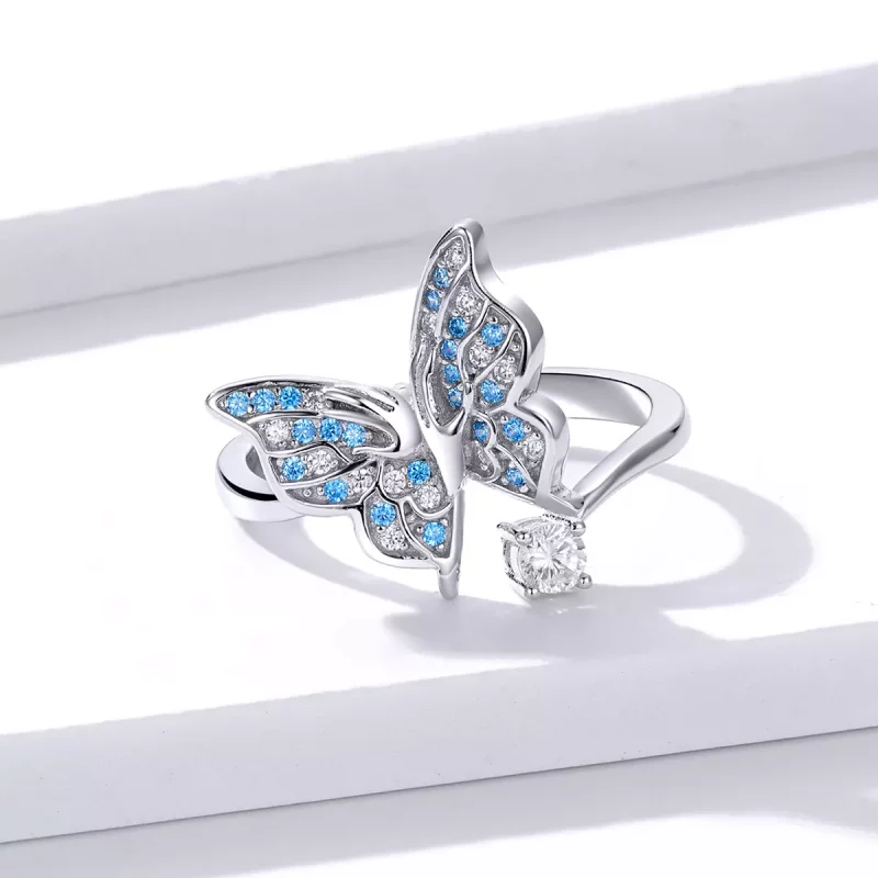 (afbeelding voor) Pandora Style Vlindervleugel Open Ring - BSR098 - Bekijken 2