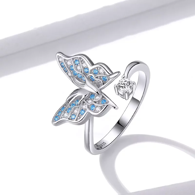 (afbeelding voor) Pandora Style Vlindervleugel Open Ring - BSR098 - Bekijken 4