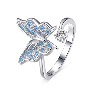 Pandora Style Vlindervleugel Open Ring - BSR098 (afbeelding voor) Pandora Style Vlindervleugel Open Ring - BSR098