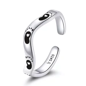 Pandora Style Voetafdruk Open Ring - SCR712 (afbeelding voor) Pandora Style Voetafdruk Open Ring - SCR712