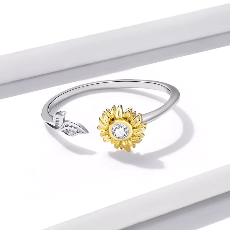 (afbeelding voor) Pandora Style Zonnebloem Open Ring - BSR213 - Bekijken 4