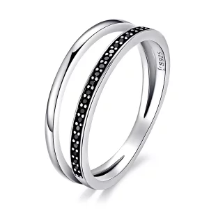 (afbeelding voor) Pandora Style Zwart-wit beweging Ring - SCR082