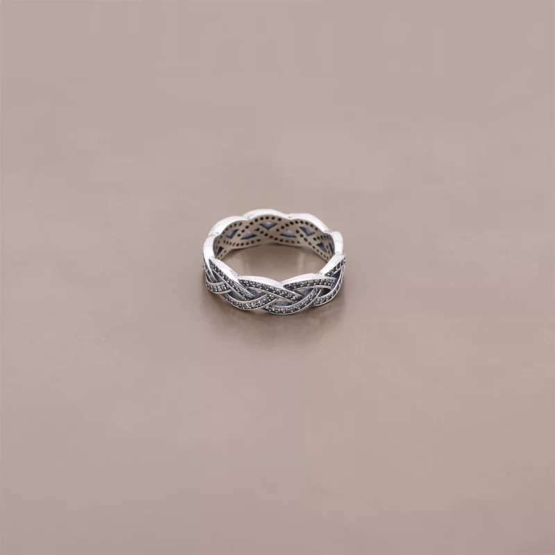 (afbeelding voor) PANDORA Braided Silver Ring With Cubic Zirconia - 190913CZ - Bekijken 2