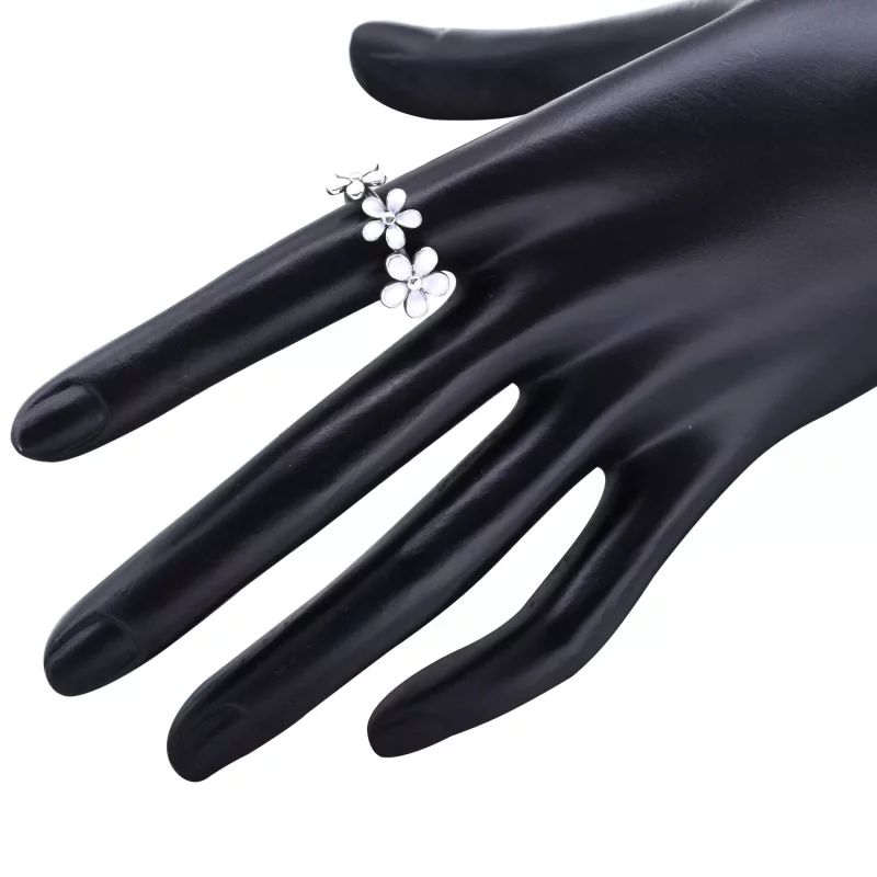(afbeelding voor) PANDORA Daisies Silver Ring With White Enamel - 190900En12 - Bekijken 3