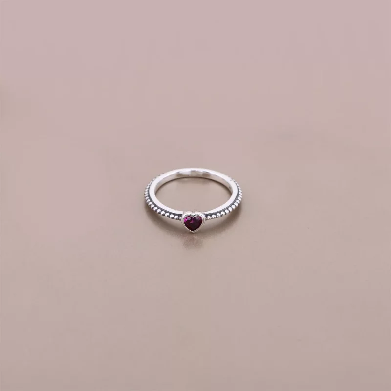 (afbeelding voor) PANDORA Heart Silver Ring With Golden Red Synthetic Ruby - 190896Sgr - Bekijken 2