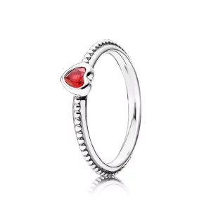 (afbeelding voor) PANDORA Heart Silver Ring With Golden Red Synthetic Ruby - 190896Sgr