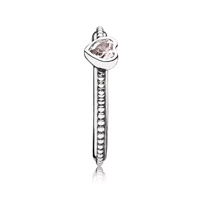 (afbeelding voor) Heart Silver Ring With Rose Pink Synthetic Sapphire - 190896Slp - Bekijken 2